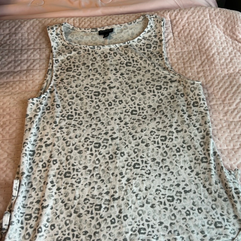 Tahari Gray and Blush Sleeveless Tank Top